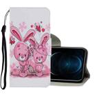 For iPhone 12 Pro Max Coloured Drawing Pattern Horizontal Flip PU Leather Case with Holder & Card Slots & Wallet & Lanyard(Cute Rabbit) - 1