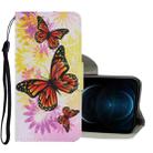 For iPhone 12 Pro Max Coloured Drawing Pattern Horizontal Flip PU Leather Case with Holder & Card Slots & Wallet & Lanyard(Chrysanthemum Butterfly) - 1