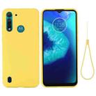 For Motorola Moto G8 Power Lite Pure Color Liquid Silicone Shockproof Full Coverage Case(Yellow) - 1