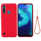 For Motorola Moto G8 Power Lite Pure Color Liquid Silicone Shockproof Full Coverage Case(Red) - 1