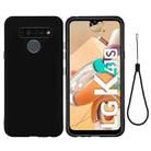 For LG K41S Pure Color Liquid Silicone Shockproof Full Coverage Case(Black) - 1