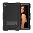 For Samsung Galaxy Tab A7 10.4 (2020) T500 / T505 Contrast Color Robot Shockproof Silicon + PC Protective Case with Holder & Pen Slot(Black+Black) - 1
