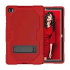 For Samsung Galaxy Tab A7 10.4 (2020) T500 / T505 Contrast Color Robot Shockproof Silicon + PC Protective Case with Holder & Pen Slot(Red Black) - 1