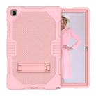 For Samsung Galaxy Tab A7 10.4 (2020) T500 / T505 Contrast Color Robot Shockproof Silicon + PC Protective Case with Holder & Pen Slot(Rose Gold) - 1