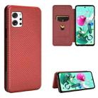 For LG Q92 5G Carbon Fiber Texture Horizontal Flip TPU + PC + PU Leather Case with Card Slot(Brown) - 1