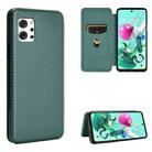 For LG Q92 5G Carbon Fiber Texture Horizontal Flip TPU + PC + PU Leather Case with Card Slot(Green) - 1