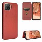 For OPPO F17 / A73 (2020) Carbon Fiber Texture Horizontal Flip TPU + PC + PU Leather Case with Card Slot(Brown) - 1