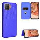 For OPPO F17 / A73 (2020) Carbon Fiber Texture Horizontal Flip TPU + PC + PU Leather Case with Card Slot(Blue) - 1