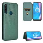 For Alcatel 1SE 2020 Carbon Fiber Texture Horizontal Flip TPU + PC + PU Leather Case with Card Slot(Green) - 1