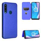 For Alcatel 1SE 2020 Carbon Fiber Texture Horizontal Flip TPU + PC + PU Leather Case with Card Slot(Blue) - 1