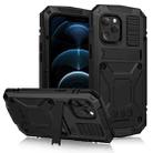 For iPhone 12 Pro Max R-JUST Shockproof Waterproof Dust-proof Metal + Silicone Protective Case with Holder(Black) - 1