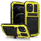 For iPhone 12 / 12 Pro R-JUST Shockproof Waterproof Dust-proof Metal + Silicone Protective Case with Holder(Yellow) - 1