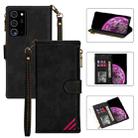 For Samsung Galaxy Note20 Zipper Multi-card Slots Horizontal Flip PU Leather Case with Holder & Card Slots & Wallet & Lanyard & Photo Frame(Black) - 1