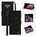 For Samsung Galaxy Note9 Zipper Multi-card Slots Horizontal Flip PU Leather Case with Holder & Card Slots & Wallet & Lanyard & Photo Frame(Black) - 1