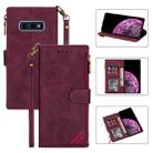 For Samsung Galaxy S10e Zipper Multi-card Slots Horizontal Flip PU Leather Case with Holder & Card Slots & Wallet & Lanyard & Photo Frame(Wine Red) - 1