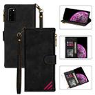 For Samsung Galaxy S20 Zipper Multi-card Slots Horizontal Flip PU Leather Case with Holder & Card Slots & Wallet & Lanyard & Photo Frame(Black) - 1