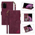 For Samsung Galaxy S20 Plus Zipper Multi-card Slots Horizontal Flip PU Leather Case with Holder & Card Slots & Wallet & Lanyard & Photo Frame(Wine Red) - 1