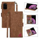 For Samsung Galaxy S20 Plus Zipper Multi-card Slots Horizontal Flip PU Leather Case with Holder & Card Slots & Wallet & Lanyard & Photo Frame(Brown) - 1