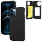 GOOSPERY MAGNETIC DOOR BUMPER Magnetic Catche Shockproof Soft TPU + PC Case With Card Slot For iPhone 12 / 12 Pro(Black) - 1