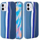 For iPhone 12 mini Rainbow Liquid Silicone Shockproof Full Coverage Protective Case  (Blue) - 1