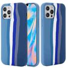 For iPhone 12 / 12 Pro Rainbow Liquid Silicone Shockproof Full Coverage Protective Case (Blue) - 1