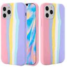 For iPhone 12 Pro Max Rainbow Liquid Silicone Shockproof Full Coverage Protective Case (Pink) - 1