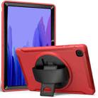 For Samsung Galaxy Tab A7 10.4 (2020) 360 Degree Rotation PC + TPU Protective Case with Holder & Hand Strap(Red) - 1