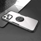 For iPhone 12 / 12 Pro Shockproof Transparent TPU + Acrylic Protective Case with Ring Holder(Black) - 1
