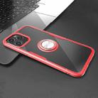 For iPhone 12 / 12 Pro Shockproof Transparent TPU + Acrylic Protective Case with Ring Holder(Red) - 1