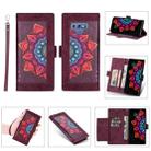 For Samsung Galaxy Note9 Printing Dual-color Half Mandala Pattern Dual-side Magnetic Buckle Horizontal Flip Leather Case with Holder & Card Slots & Wallet & Photo Frame & Lanyard(Wine Red ) - 1