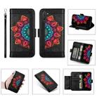 For Samsung Galaxy Note10 Printing Dual-color Half Mandala Pattern Dual-side Magnetic Buckle Horizontal Flip Leather Case with Holder & Card Slots & Wallet & Photo Frame & Lanyard(Black) - 1