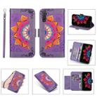 For Samsung Galaxy Note10 Printing Dual-color Half Mandala Pattern Dual-side Magnetic Buckle Horizontal Flip Leather Case with Holder & Card Slots & Wallet & Photo Frame & Lanyard(Purple) - 1