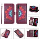 For Samsung Galaxy Note10 Printing Dual-color Half Mandala Pattern Dual-side Magnetic Buckle Horizontal Flip Leather Case with Holder & Card Slots & Wallet & Photo Frame & Lanyard(Wine Red ) - 1