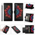 For Samsung Galaxy Note10+ Printing Dual-color Half Mandala Pattern Dual-side Magnetic Buckle Horizontal Flip Leather Case with Holder & Card Slots & Wallet & Photo Frame & Lanyard(Black) - 1