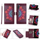 For Samsung Galaxy Note10+ Printing Dual-color Half Mandala Pattern Dual-side Magnetic Buckle Horizontal Flip Leather Case with Holder & Card Slots & Wallet & Photo Frame & Lanyard(Wine Red ) - 1