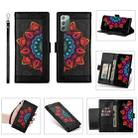 For Samsung Galaxy Note20 Printing Dual-color Half Mandala Pattern Dual-side Magnetic Buckle Horizontal Flip Leather Case with Holder & Card Slots & Wallet & Photo Frame & Lanyard(Black) - 1