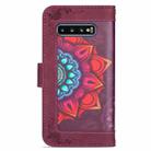 For Samsung Galaxy S10+ Printing Dual-color Half Mandala Pattern Dual-side Magnetic Buckle Horizontal Flip Leather Case with Holder & Card Slots & Wallet & Photo Frame & Lanyard(Wine Red ) - 3