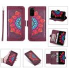 For Samsung Galaxy S20 Printing Dual-color Half Mandala Pattern Dual-side Magnetic Buckle Horizontal Flip Leather Case with Holder & Card Slots & Wallet & Photo Frame & Lanyard(Wine Red ) - 1