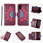 For Samsung Galaxy A51 Printing Dual-color Half Mandala Pattern Dual-side Magnetic Buckle Horizontal Flip Leather Case with Holder & Card Slots & Wallet & Photo Frame & Lanyard(Red Wine) - 1