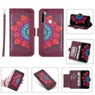 For Xiaomi Redmi Note 8 Printing Dual-color Half Mandala Pattern Dual-side Magnetic Buckle Horizontal Flip Leather Case with Holder & Card Slots & Wallet & Photo Frame & Lanyard(Wine Red) - 1