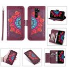 For Xiaomi Redmi Note 8 Pro Printing Dual-color Half Mandala Pattern Dual-side Magnetic Buckle Horizontal Flip Leather Case with Holder & Card Slots & Wallet & Photo Frame & Lanyard(Wine Red) - 1