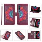 For Xiaomi Mi 10 Pro Printing Dual-color Half Mandala Pattern Dual-side Magnetic Buckle Horizontal Flip Leather Case with Holder & Card Slots & Wallet & Photo Frame & Lanyard(Wine Red) - 1