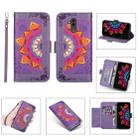 For Huawei Mate 20 Lite Printing Dual-color Half Mandala Pattern Dual-side Magnetic Buckle Horizontal Flip Leather Case with Holder & Card Slots & Wallet & Photo Frame & Lanyard(Purple) - 1