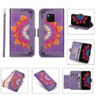 For Huawei Mate 20 Pro Printing Dual-color Half Mandala Pattern Dual-side Magnetic Buckle Horizontal Flip Leather Case with Holder & Card Slots & Wallet & Photo Frame & Lanyard(Purple) - 1