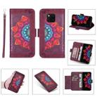 For Huawei Mate 20 Pro Printing Dual-color Half Mandala Pattern Dual-side Magnetic Buckle Horizontal Flip Leather Case with Holder & Card Slots & Wallet & Photo Frame & Lanyard(Wine Red) - 1