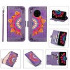 For Huawei Mate 30 Pro Printing Dual-color Half Mandala Pattern Dual-side Magnetic Buckle Horizontal Flip Leather Case with Holder & Card Slots & Wallet & Photo Frame & Lanyard(Purple) - 1