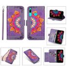 For Huawei P smart (2019) Printing Dual-color Half Mandala Pattern Dual-side Magnetic Buckle Horizontal Flip Leather Case with Holder & Card Slots & Wallet & Photo Frame & Lanyard(Purple) - 1