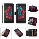 For Huawei P smart (2019) Printing Dual-color Half Mandala Pattern Dual-side Magnetic Buckle Horizontal Flip Leather Case with Holder & Card Slots & Wallet & Photo Frame & Lanyard(Black) - 1