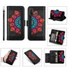 For Huawei P smart (2020) Printing Dual-color Half Mandala Pattern Dual-side Magnetic Buckle Horizontal Flip Leather Case with Holder & Card Slots & Wallet & Photo Frame & Lanyard(Black) - 1