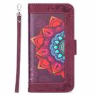 For Huawei P30 Printing Dual-color Half Mandala Pattern Dual-side Magnetic Buckle Horizontal Flip Leather Case with Holder & Card Slots & Wallet & Photo Frame & Lanyard(Wine Red) - 2